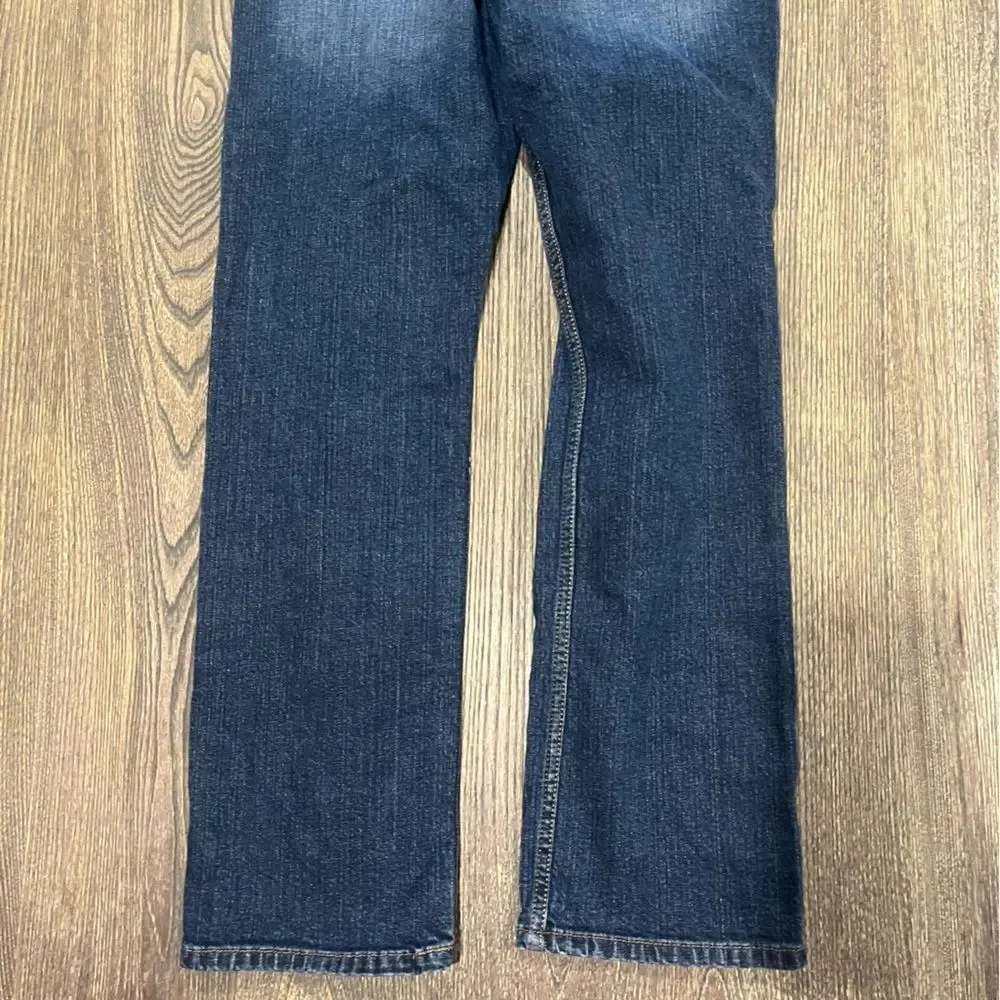Levis Signature Straight Jeans Mid Rise Whisker Denim Dark Wash Blue Size 30x30
